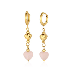 Oorbellen fancy hart en parel goud