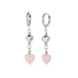 Oorbellen fancy hart en parel zilver