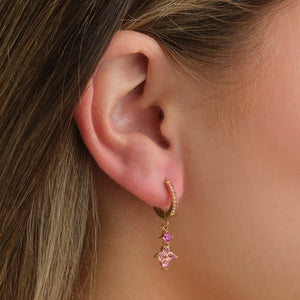 Oorbellen fancy strass roze goud