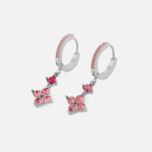 Oorbellen fancy strass roze zilver
