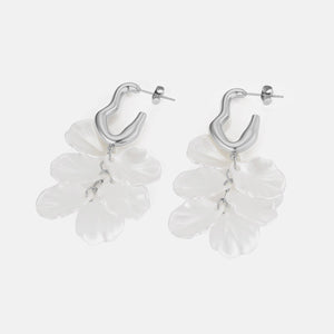 Oorbellen flora wave goud/wit