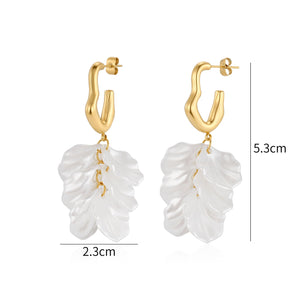 Oorbellen flora wave goud/wit