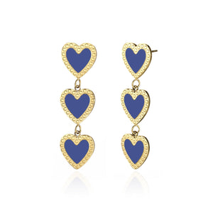 Oorbellen hangende hartjes blauw