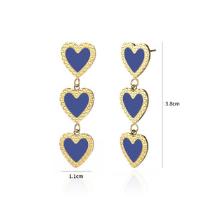 Oorbellen hangende hartjes blauw