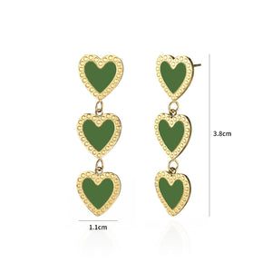 Oorbellen hangende hartjes groen