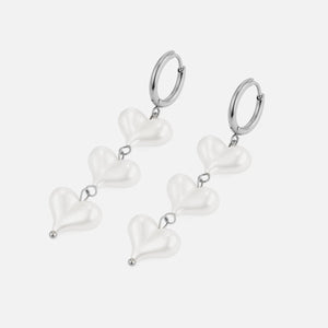 Oorbellen hangende parel hartjes