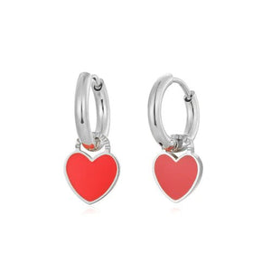 Oorbellen hartje rood zilver