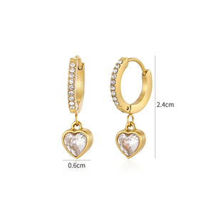 Oorbellen hartje zirkonia goud