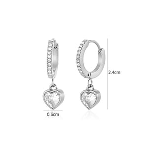 Oorbellen hartje zirkonia zilver