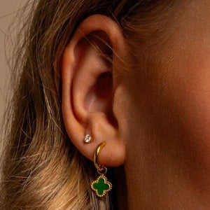 Oorbellen klaver gold/green