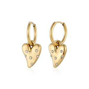 Oorbellen lux hart strass goud