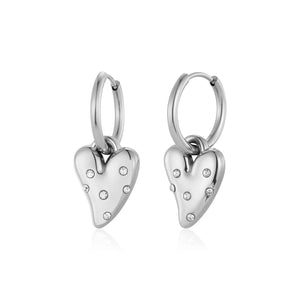 Oorbellen lux hart strass zilver