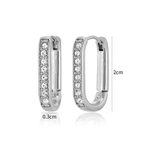 Rectangular earrings with zirconia
