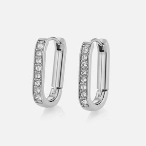 Rectangular earrings with zirconia