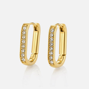 Rectangular earrings with zirconia - Goud