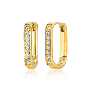 Rectangular earrings with zirconia