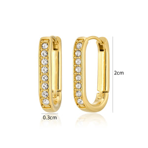 Rectangular earrings with zirconia