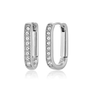 Rectangular earrings with zirconia
