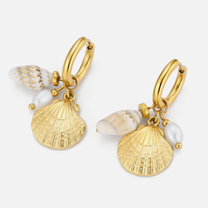 Oorbellen schelp bedels goud