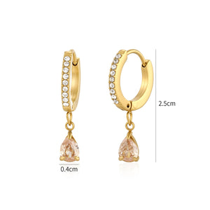 Oorbellen zirkonia druppel goud