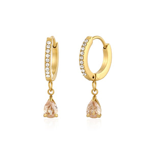 Oorbellen zirkonia druppel goud