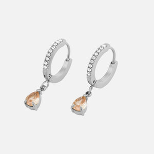 Oorbellen zirkonia druppel zilver