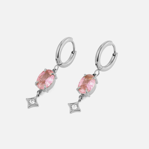 Oorbellen zirkonia roze
