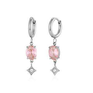 Oorbellen zirkonia roze