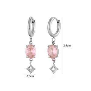 Oorbellen zirkonia roze