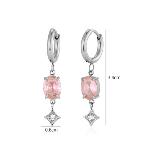 Oorbellen zirkonia roze