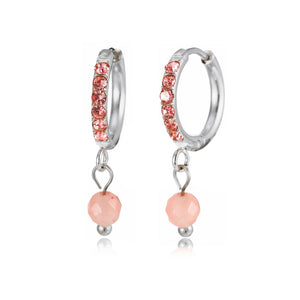 Oorring roze steentjes lux