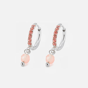 Oorring roze steentjes lux