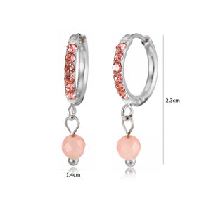 Oorring roze steentjes lux