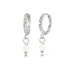 Oorring witte steentjes lux