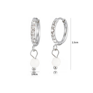 Oorring witte steentjes lux