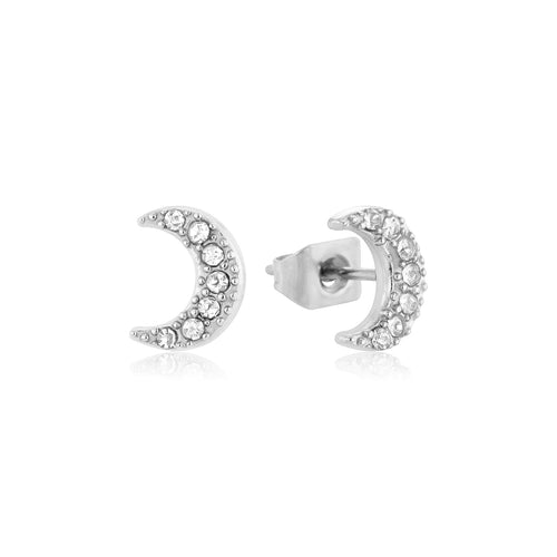 Moon stud earrings with small stones