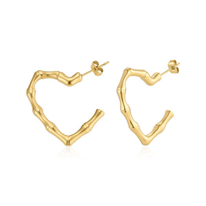 Oorstekers bamboe hart goud