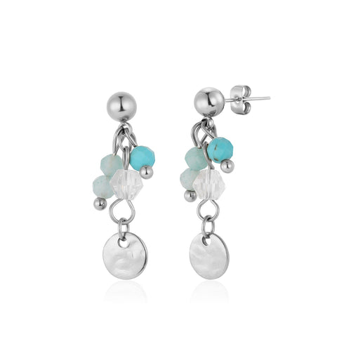 Blue bead stud earrings