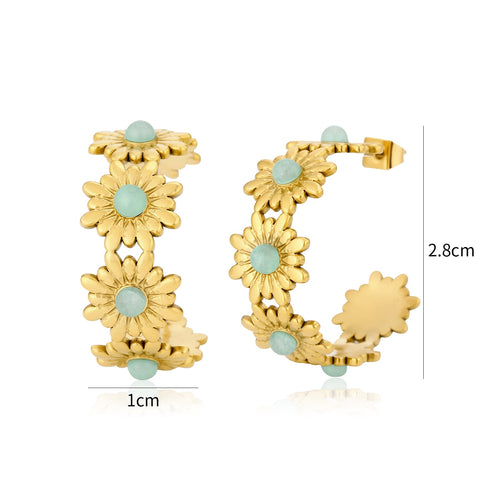 Oorstekers bloemen met turquoise steentjes