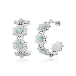 Flower stud earrings with turquoise stones