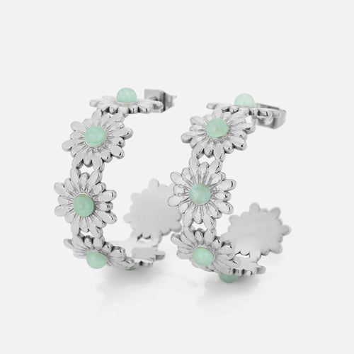 Oorstekers bloemen met turquoise steentjes