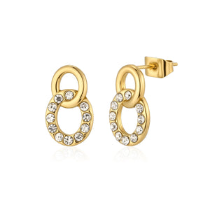 Oorstekers cirkel met steentjes goud