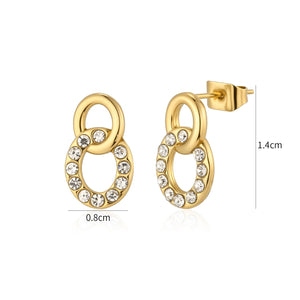 Oorstekers cirkel met steentjes goud