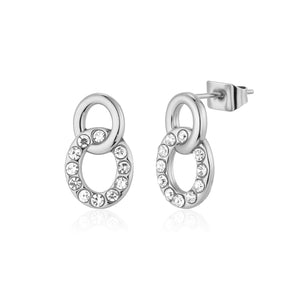 Oorstekers cirkel met steentjes zilver