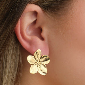 Oorstekers classic flower goud