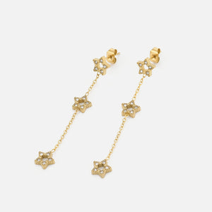 Oorstekers drie hangende sterren goud