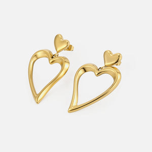 Oorstekers dubbel fancy hart goud