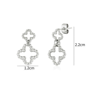 Oorstekers dubbele klaver zilver