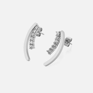 Oorstekers gebogen met steentjes zilver