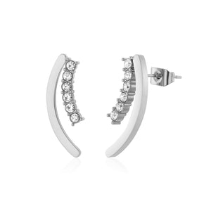 Oorstekers gebogen met steentjes zilver